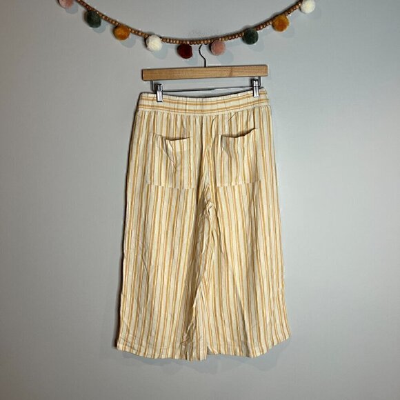 Anthropologie Cloth & Stone striped linen blend pull on crops - Picture 4 of 5